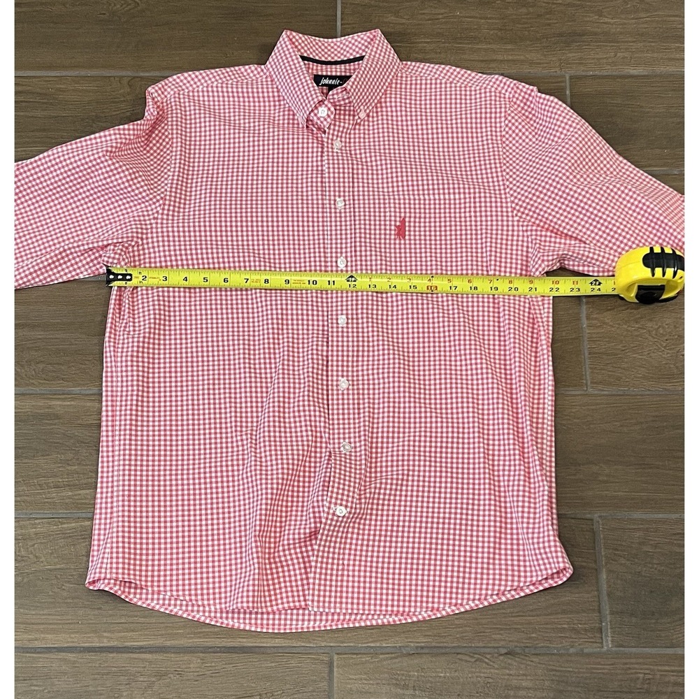 Johnnie-O Shirt Men's Large Red Gingham Check Button Down Long Sleeve Casual - Picture 3 of 7